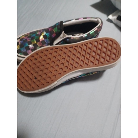 VANS Old Skool Rainbow Iridescent Checkerboard Canvas Slip On Shoes Sz 3 - Picture 5 of 10